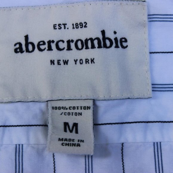 ABERCROMBIE YOUTH BOYS DRESS SHIRT WHITE BLUE PINSTRIPE SIZE MEDIUM BUTTON CUFFS - Picture 6 of 6